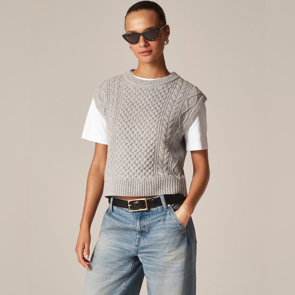 J Crew Cable-knit shell in wool blend CO740